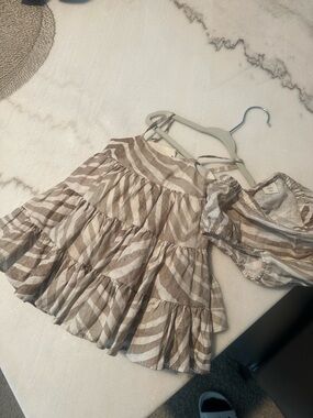 Banana Republic Baby linen Beige and White Striped Sundress and briefs like new